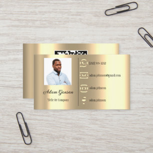 Carte De Visite Logo Social Media QR Code Photo Faux Gold