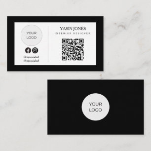 Carte De Visite Logo Social Minimaliste Noir Entreprise