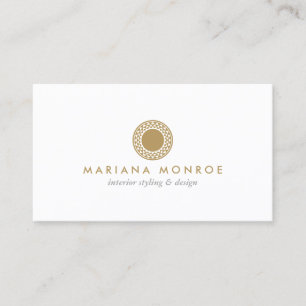 Carte De Visite LOGO SOLEIL OR ÉLÉGANT sur BLANC