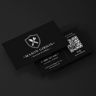 Carte De Visite Logo Spécialiste de Drain Plombier Moderne Noir Bl