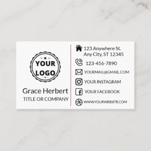 Carte De Visite Logo sur mesure - icônes de médias sociaux minim