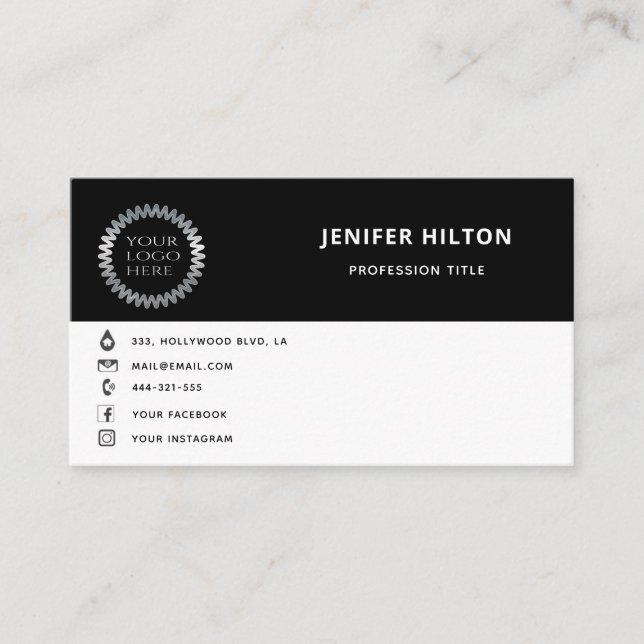 Carte De Visite Logo sur mesure - icônes de médias sociaux minimal (Devant)