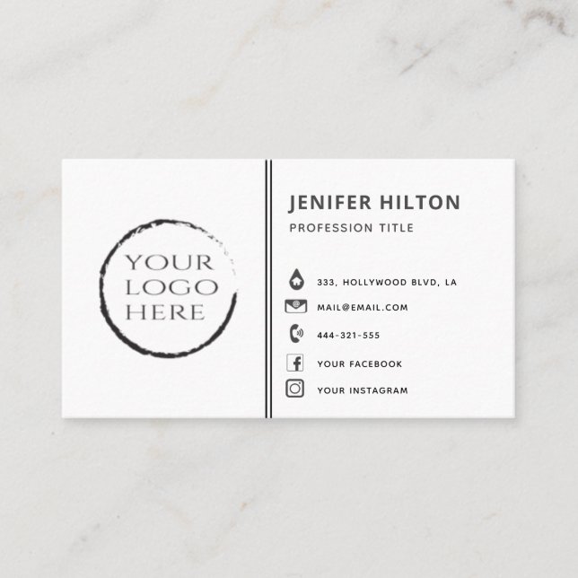 Carte De Visite Logo sur mesure - icônes de médias sociaux minimal (Devant)