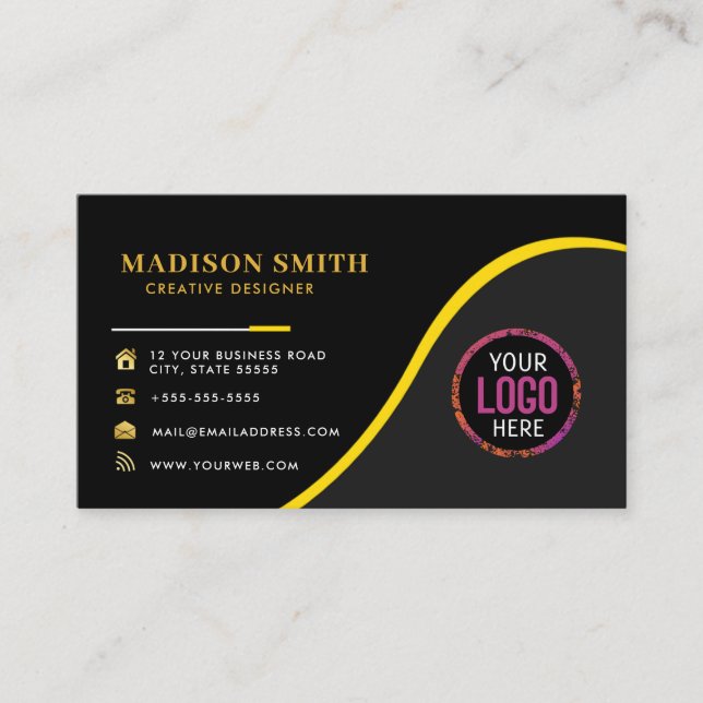 Carte De Visite Logo sur mesure - icônes de médias sociaux minimal (Devant)