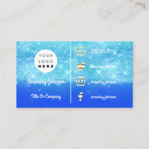 Carte De Visite Logo sur mesure Social Gold QR Code Bleu étincel