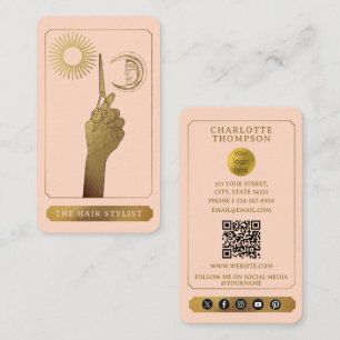 Carte De Visite Logo Tarot Céleste Coiffeur Rose Gold