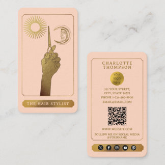Carte De Visite Logo Tarot Céleste Coiffeur Rose Gold