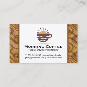 Carte De Visite Logo Tasse de Café et Soleil Café