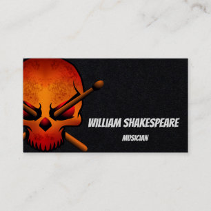 Carte De Visite Logo Tête de crâne batteur MUSICIEN
