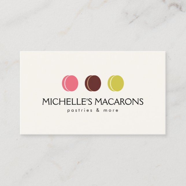 Carte De Visite LOGO TRIO MACARON FRANÇAIS pour boulangerie, Chef  (Devant)