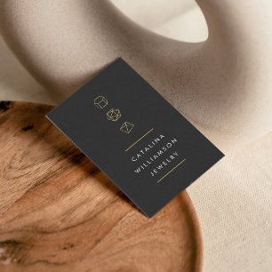 Carte De Visite Logo trio moderne en pierre grise foncée