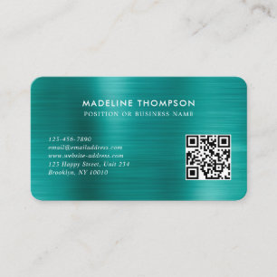 Carte De Visite Logo Turquoise métallique brossé professionnel Cod