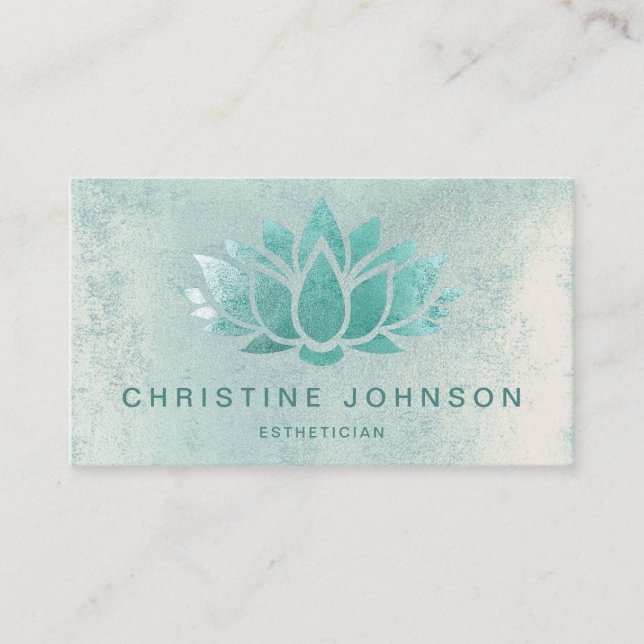 Carte De Visite logo turquoise vert lotus (Devant)
