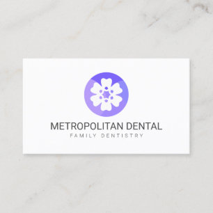 Carte De Visite Logo unique Dentist Purple Tooth Flower