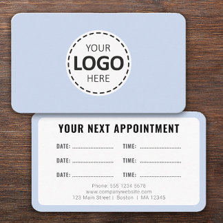 Carte De Visite Logo Upload Modern Simple Appointment Baby Blue