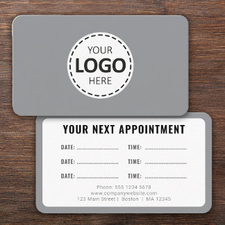 Carte De Visite Logo Upload Modern Simple Appointment Gray