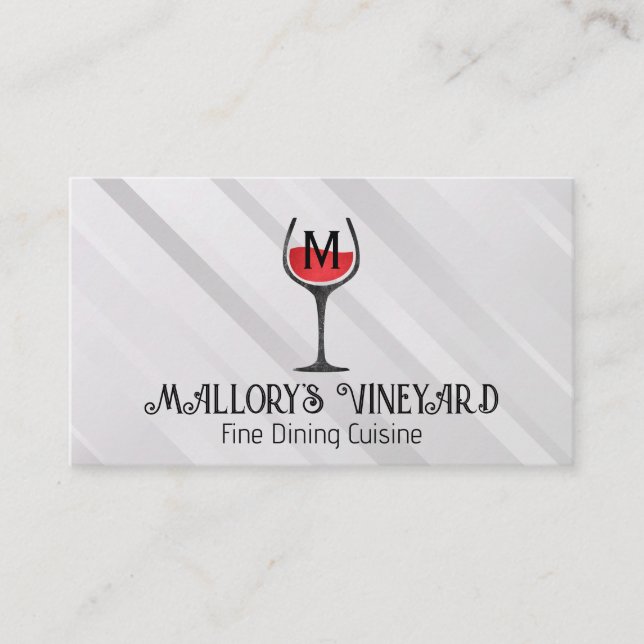 Carte De Visite Logo Verre Vin | Monogramme (Devant)