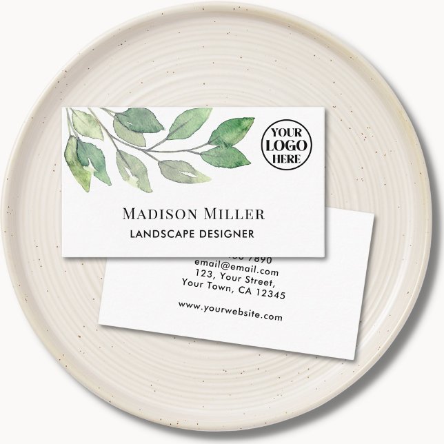 Carte De Visite Logo vert du concepteur du paysage (Créateur téléchargé)