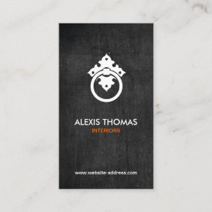 Carte De Visite Logo vintage Knocker Porte Noir Bois Vertical