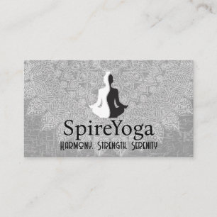 Carte De Visite Logo Yoga noir blanc Motif Mandala
