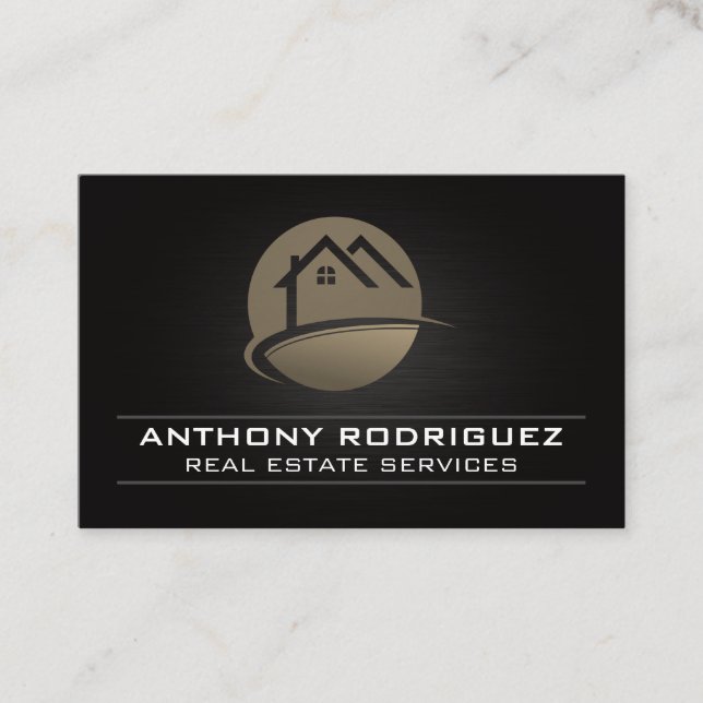 Carte De Visite Logos de la maison | Arrière - plan noir (Devant)