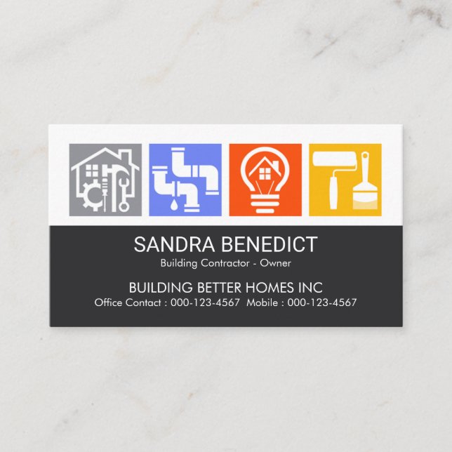 Carte De Visite Logos de service de construction de Stunning Build (Devant)