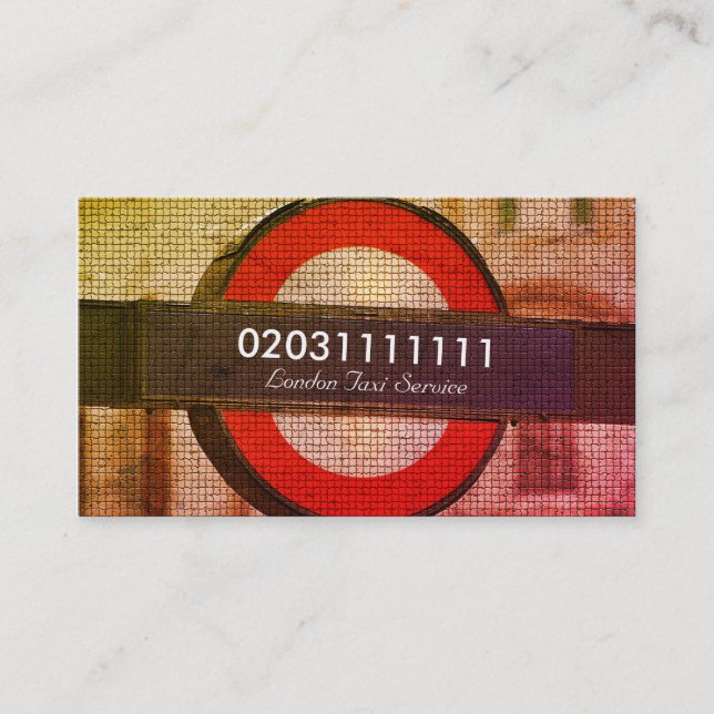 Carte De Visite London City Mosaic Effet Taxi Service (Devant)