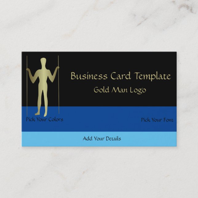 Carte De Visite Long Man - Logo Simple Gold Man (Devant)