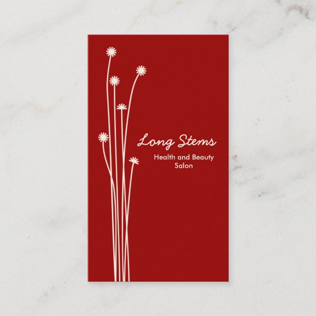 Carte De Visite Longues tiges - Rouge foncé sur crème (Devant)