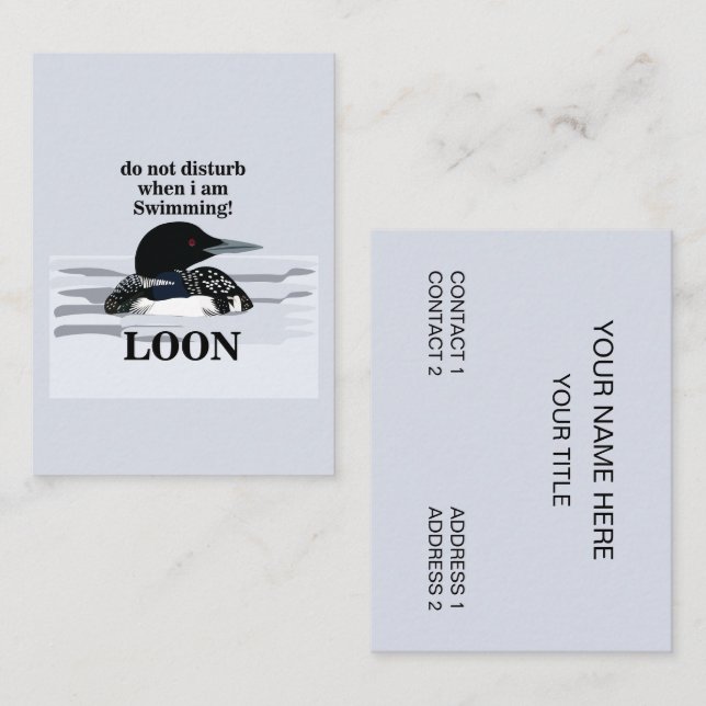 Carte De Visite Loon Common Loon Bird Lake (Devant / Derrière)