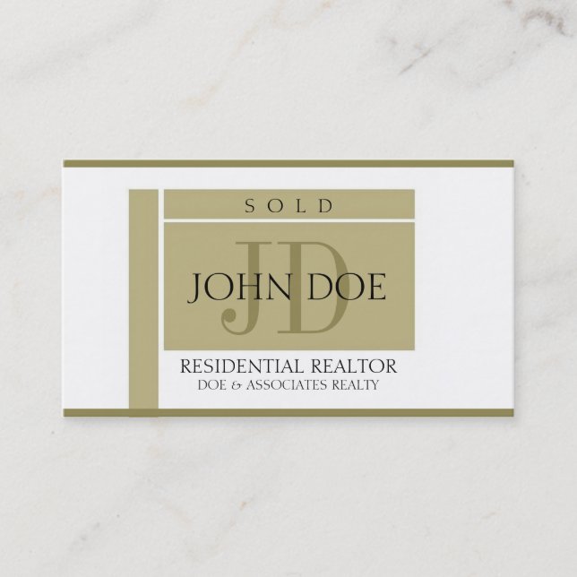 Carte De Visite L'or de signe d'agent immobilier affile W/W (Devant)