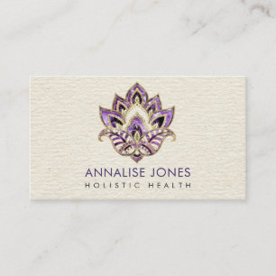 Carte De Visite Lotus - améthyste et or sur la toile