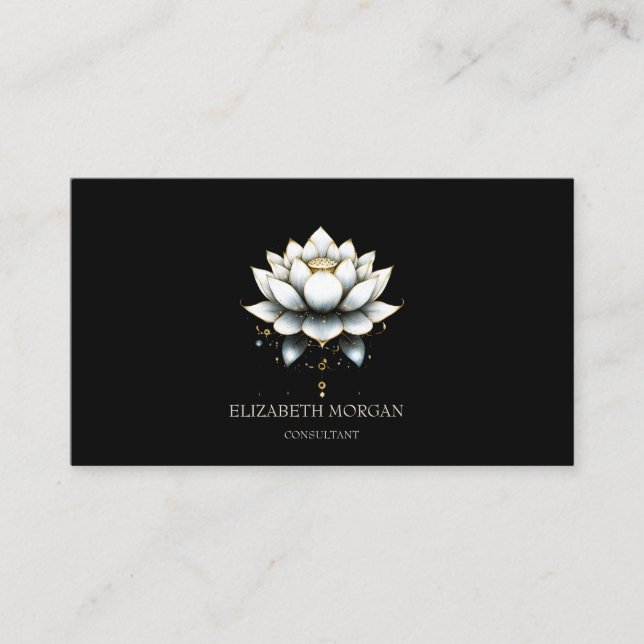 Carte De Visite Lotus Blanc Élégant Moderne (Devant)