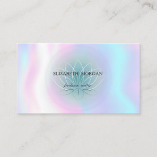 Carte De Visite Lotus Bleu Professionnel Élégant, Holographique