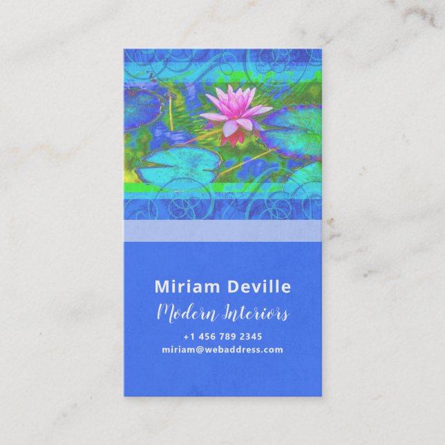 Carte De Visite Lotus Blue Rose Namaste Yoga Studio ou Designer (Devant)