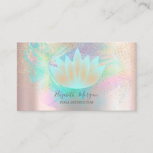 Carte De Visite Lotus Confetti Gold Holographic Ink Rose Gold (Devant)