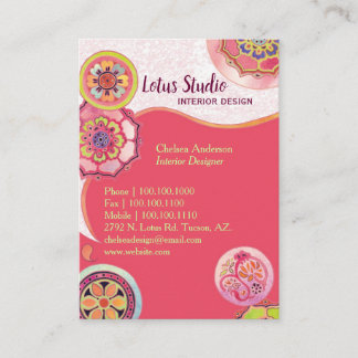 Carte De Visite Lotus d'Asie Exotique Motif rose