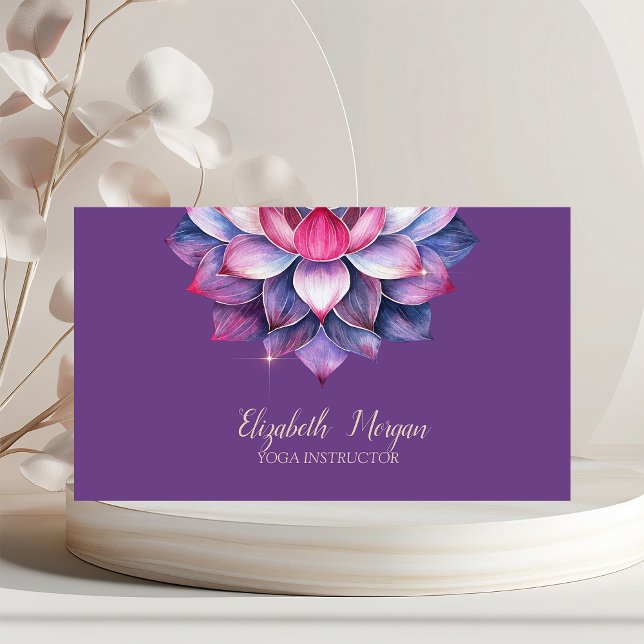 Carte De Visite Lotus de yoga simple aquarelle violette (Créateur téléchargé)