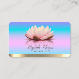 Carte De Visite Lotus Doré Rayé Yoga Ombré Holographique