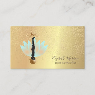 Carte De Visite Lotus Élégant Silhouette de Yoga Confettis Lune Or