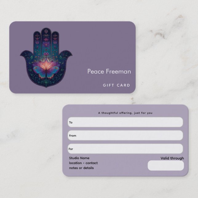 Carte De Visite Lotus Éveil | Dessin de la Main Hamsa (Devant / Derrière)