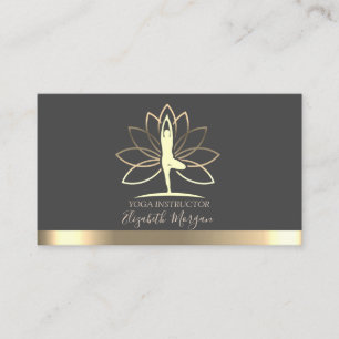 Carte De Visite Lotus, Femme silhouette dorée, Professeur de yoga