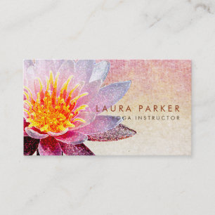 Carte De Visite Lotus Fleur Aquarelle Guérison Méditation Yoga