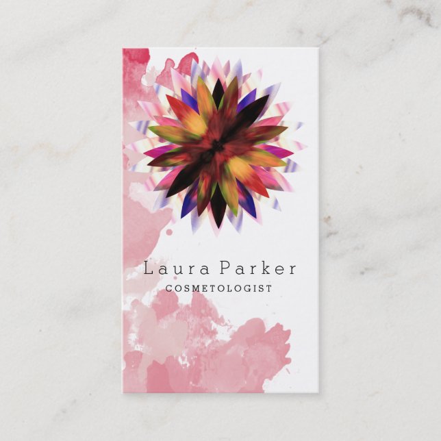 Carte De Visite Lotus Fleur Aquarelle Splatter Yoga Spa holistique (Devant)