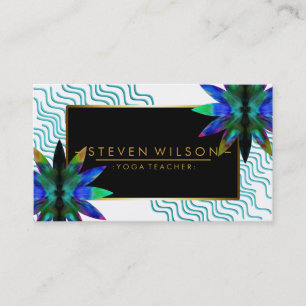 Carte De Visite Lotus Fleur Décoratif Bleu Yoga Santé holistique