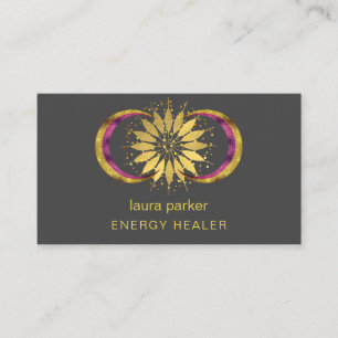 Carte De Visite Lotus Fleur Mystic Moon Crescent Reiki Guérisseur