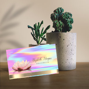 Carte De Visite Lotus Fleur Or Professeur de Yoga Holographique