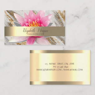 Carte De Visite Lotus Flower Gold Parties scintillant Marble Yoga
