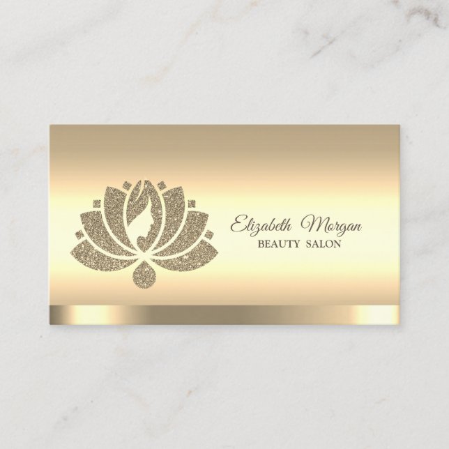 Carte De Visite Lotus Flower Gold Parties scintillant Salon de bea (Devant)