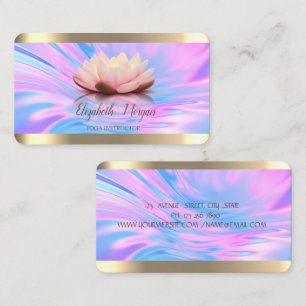 Carte De Visite Lotus Flower Gold Stripe Holographique Yoga